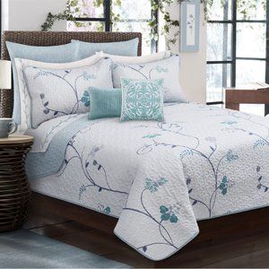 New Floral 3-Piece Bedding 100% Polyester Quilt Set • Reversible • Queen